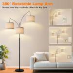 Dimmable 3-Light Arc Floor Lamp with Beige Shades