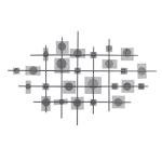 Deco 79 Metal Geometric Home Wall Decor Wall Sculpture with Square Mirrored Accents, Wall Art 28" x 1" x 44", Black