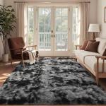 Large Shag Area Rug - Soft Tie-Dye Design