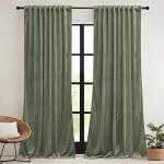 Sage Green Velvet Room Darkening Curtains, 84 inches