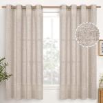 Beige Semi-Sheer Linen Curtains - 2 Panels