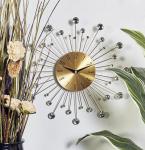 Gold Starburst Wall Clock with Crystal Accents