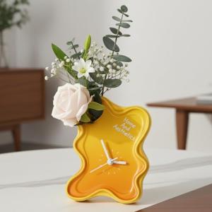 Modern Glass Vase and Clock for Home Decor