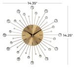 Gold Starburst Wall Clock with Crystal Accents