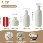Set of 3 Rustic Whitewashed Ceramic Vases