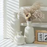 Set of 3 Rustic Whitewashed Ceramic Vases