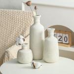 Set of 3 Rustic Whitewashed Ceramic Vases