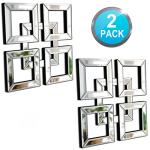 Silver Mirrored Square Wall-Mounted Mirrors 2 Pack