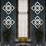 Silver Mirrored Square Wall-Mounted Mirrors 2 Pack