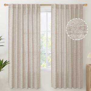 YoungsTex Semi-Sheer Linen Curtains 72 Inch, 2 Panels