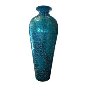 20” Tall Turquoise Mosaic Floor Vase