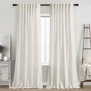 Cream Linen Back Tab Curtains - 84 Inch Set