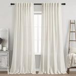 Cream Linen Back Tab Curtains - 84 Inch Set