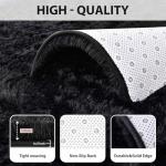 Soft Black Shag Rug for Bedroom and Living Room