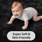 Soft Black Shag Rug for Bedroom and Living Room