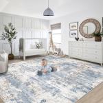 Large Washable 8x10 Modern Area Rug - Blue