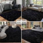 Soft Black Shag Rug for Bedroom and Living Room