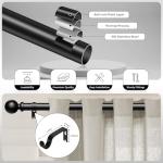 Adjustable Black Curtain Rods 48 to 84 Inches