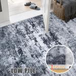Washable 5x7 Modern Abstract Area Rug - Black