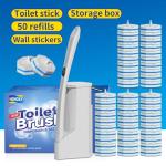 Disposable Toilet Brush System with 50 Refill Pads