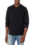 Men's Black Long-Sleeve Crewneck T-Shirt, Size Large