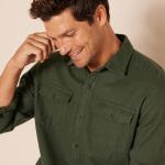 Men's Long-Sleeve Flannel Shirt, Olive Heather