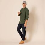 Men's Long-Sleeve Flannel Shirt, Olive Heather