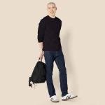 Men's Black Long-Sleeve Crewneck T-Shirt, Size Large