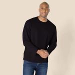 Men's Black Long-Sleeve Crewneck T-Shirt, Size Large