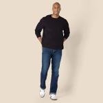 Men's Black Long-Sleeve Crewneck T-Shirt, Size Large