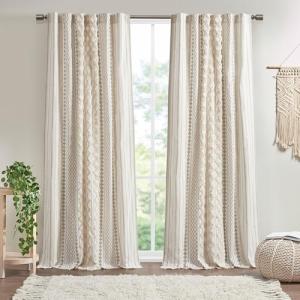 INK+IVY Imani Cotton Tufted Stripe Curtain 50" x 84