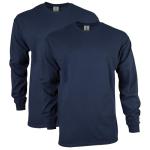 Gildan Men's Ultra Cotton Long Sleeve T-Shirt, Navy 2-Pack