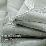 Sage Green Sheer Curtains with Leaf Pattern 2 Panels