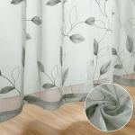 Sage Green Sheer Curtains with Leaf Pattern 2 Panels