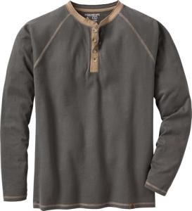 Legendary Whitetails Men's Cotton Henley Shirt, Charcoal