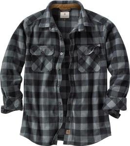 Men's Graphite Plaid Fleece Button-Up Shirt