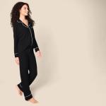 Women's Cotton Modal Long-Sleeve Pajama Set, Black