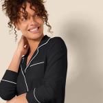 Women's Cotton Modal Long-Sleeve Pajama Set, Black