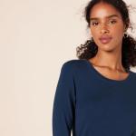 Women's Long-Sleeve Crewneck T-Shirt, Navy, X-Large