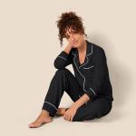 Women's Cotton Modal Long-Sleeve Pajama Set, Black