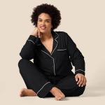Women's Cotton Modal Long-Sleeve Pajama Set, Black