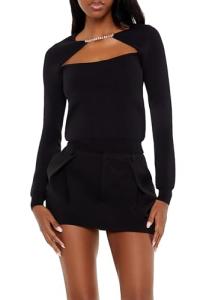 Forever 21 Women's Black Cutout Gem Sweater