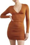 Forever 21 Rust Ruched V-Neck Mini Dress