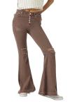 Forever 21 Brown Distressed Flare Jeans 28