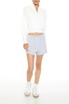 Forever 21 White Cropped Half-Zip Pullover