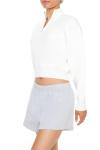 Forever 21 White Cropped Half-Zip Pullover