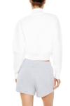 Forever 21 White Cropped Half-Zip Pullover