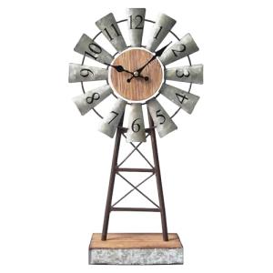 Farmhouse Windmill Desk Clock - 15.75 Inch Metal