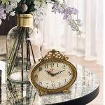Antiqued Pewter Mantel Clock with Gold Accents