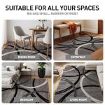 Wavy Circles Area Rug - Fade-Resistant Gray 5'3" x 7'3